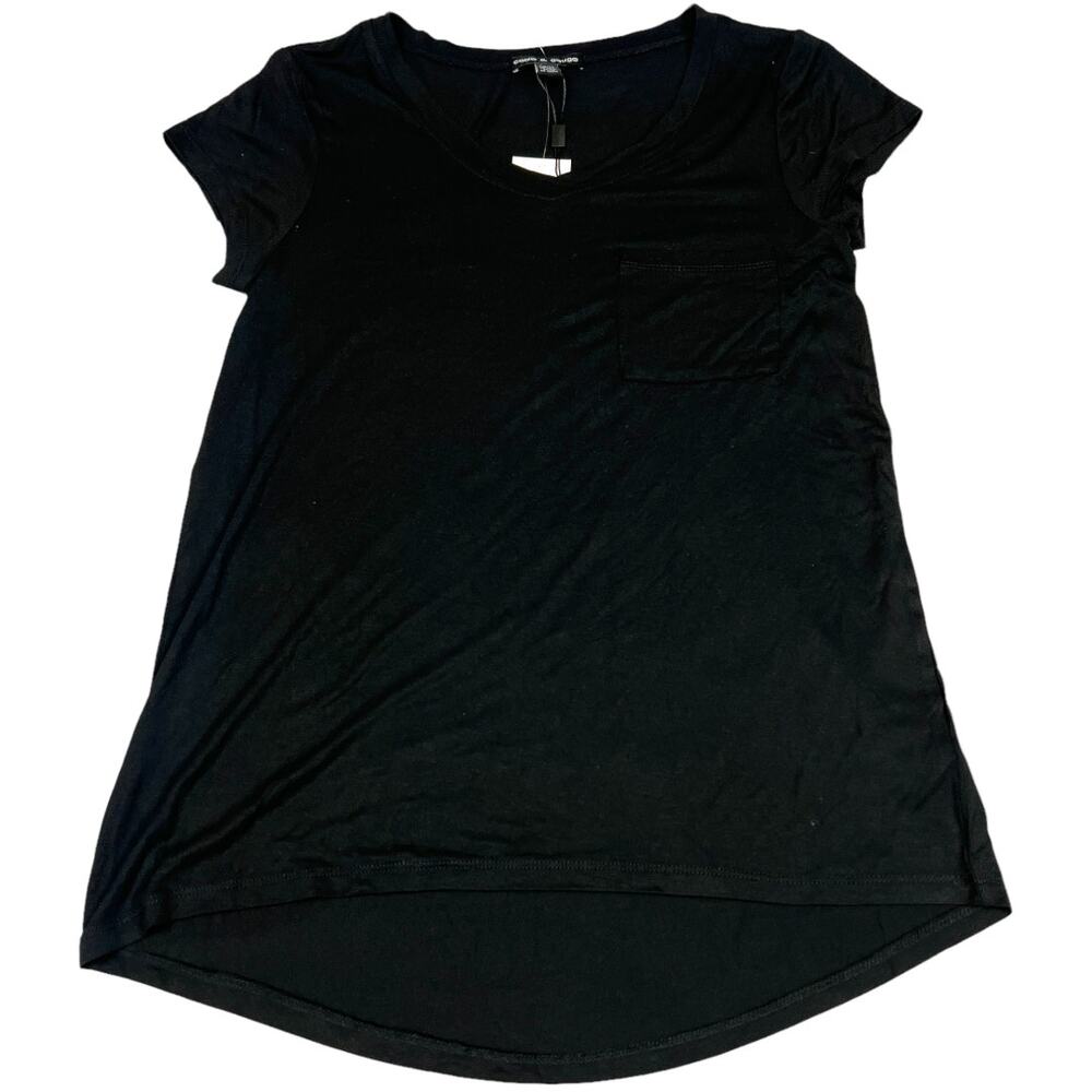 Cable & Gauge‎ T-Shirt Black Short Sleeve High-Low Tunic Women's S Chest Pocket